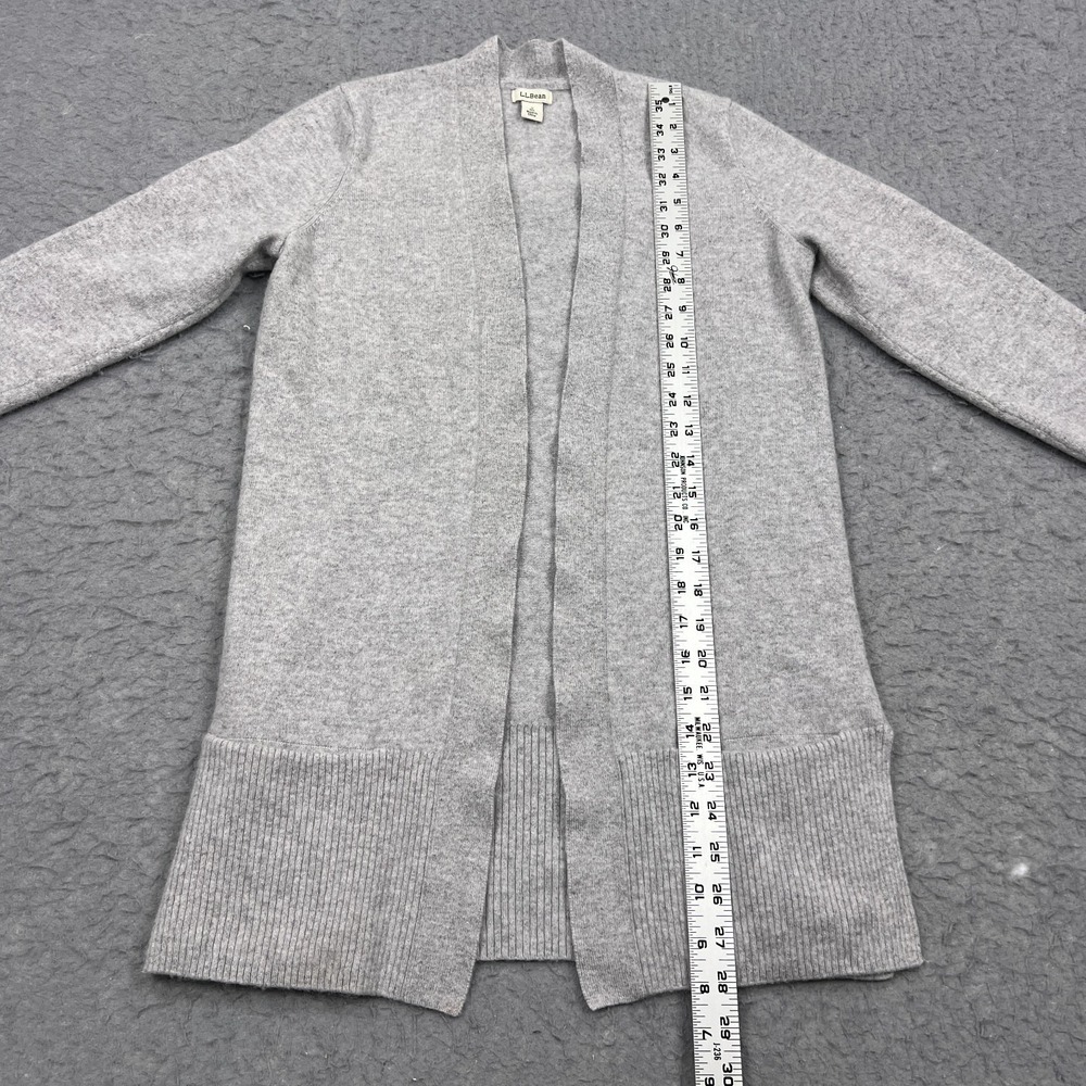 LL Bean Cardigan Womens Small Gray 100% Cashmere Open Front Pockets Knit Sweater - Picture 6 of 10